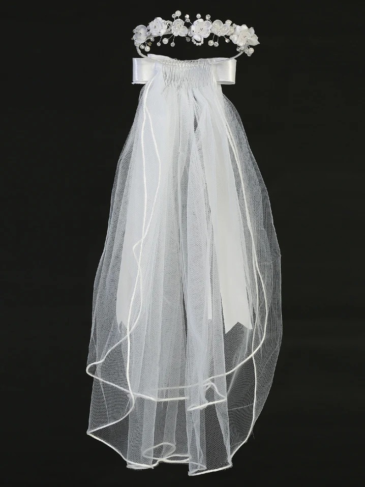 Velo de flores con perlas y diamantes