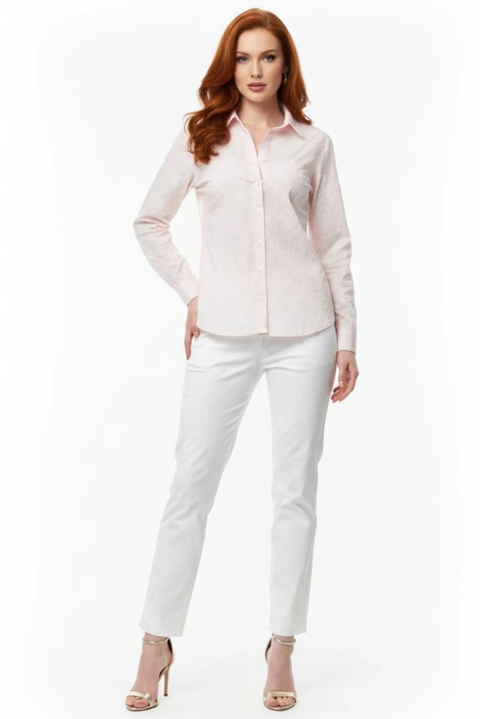Blusa camisera con bordado floral