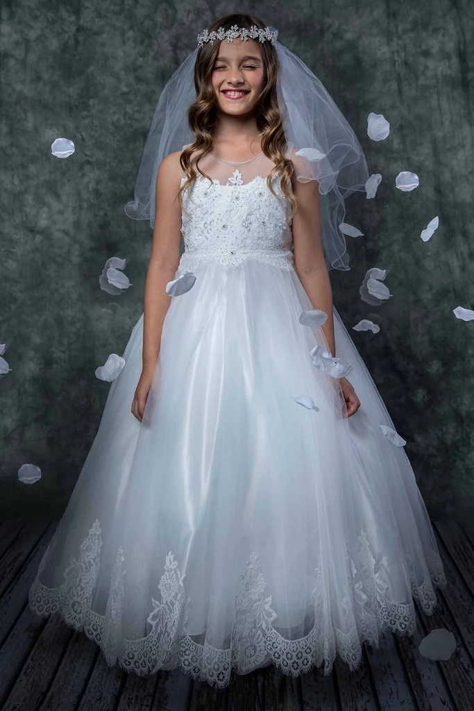 Vestido de satén con cinturón de perlas (copia)