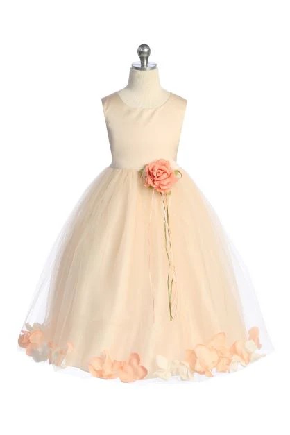 Vestido con pétalos y flores Peach