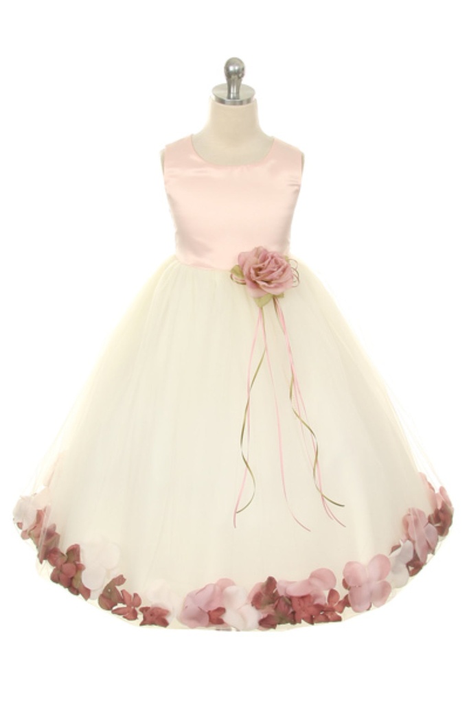 Vestido con pétalos y flores Dusty