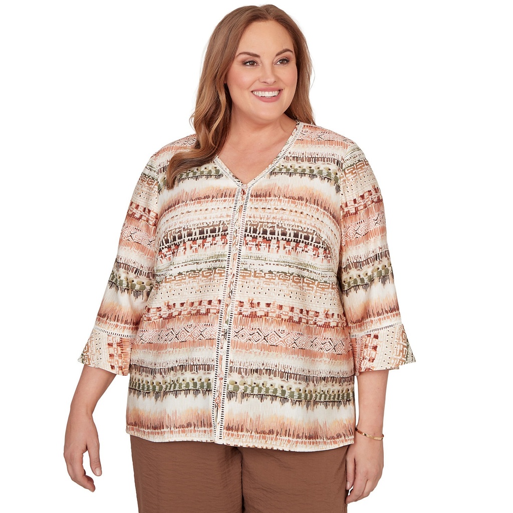 Blusa con costura central y rayas