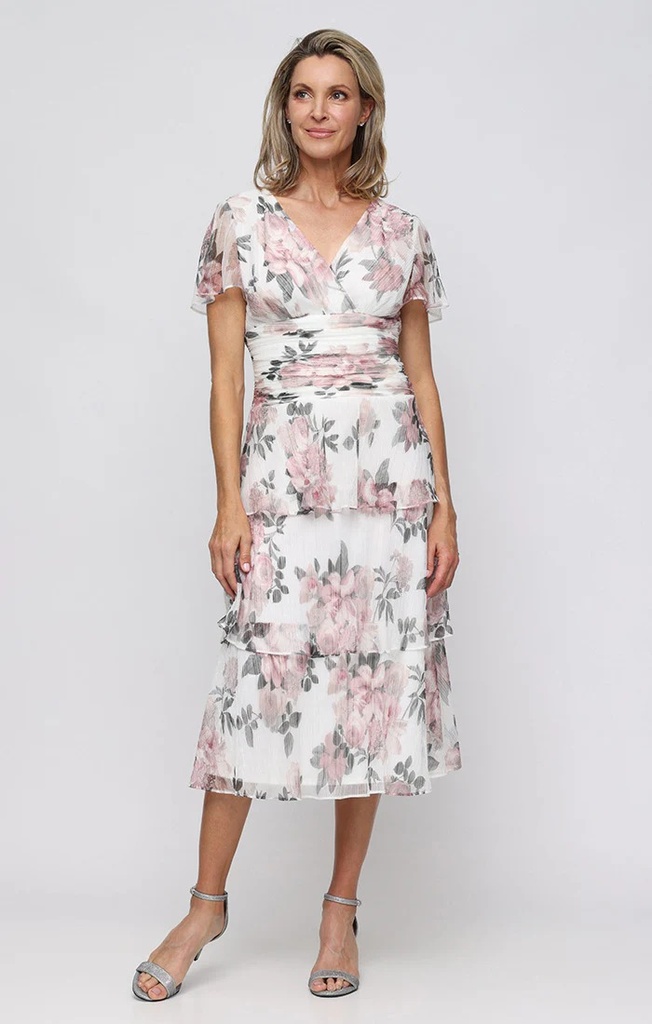 Vestido traslapado de cintura fruncida