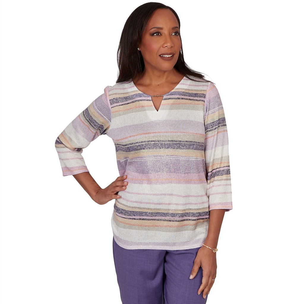 Blusa de punto de rayas mixtas