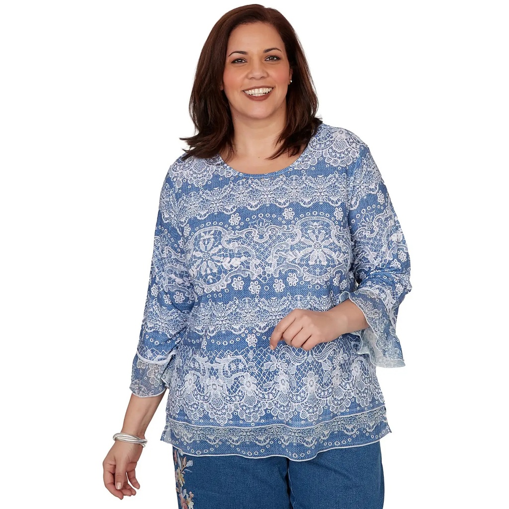 Blusa a rayas con encaje