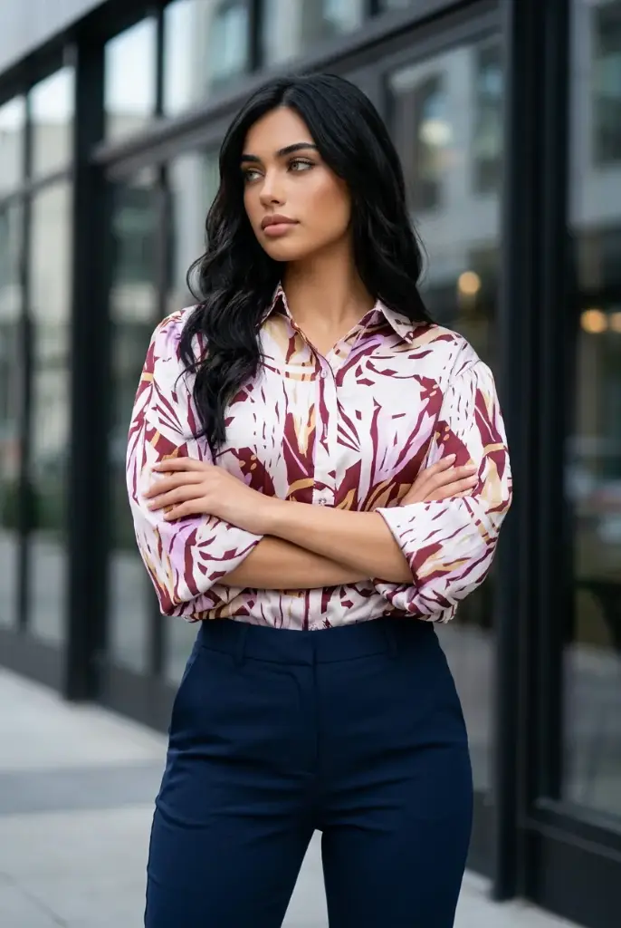 Camisera con estampado de hojas