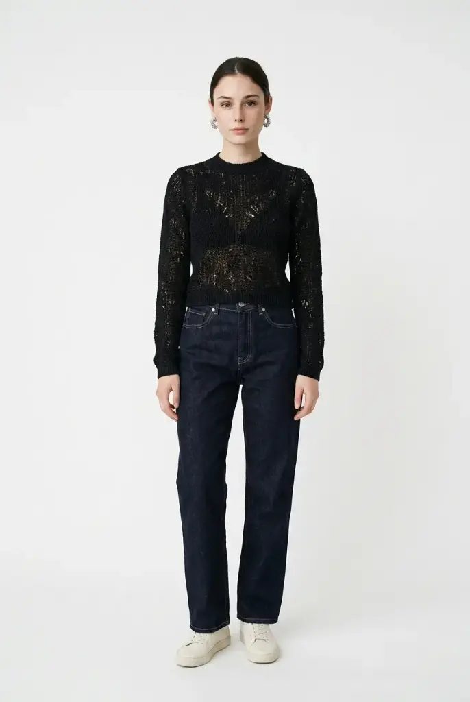 Jeans recto de pierna ancha 