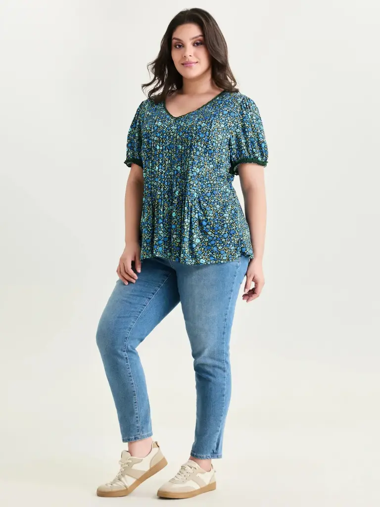 Blusa con estampado microfloral