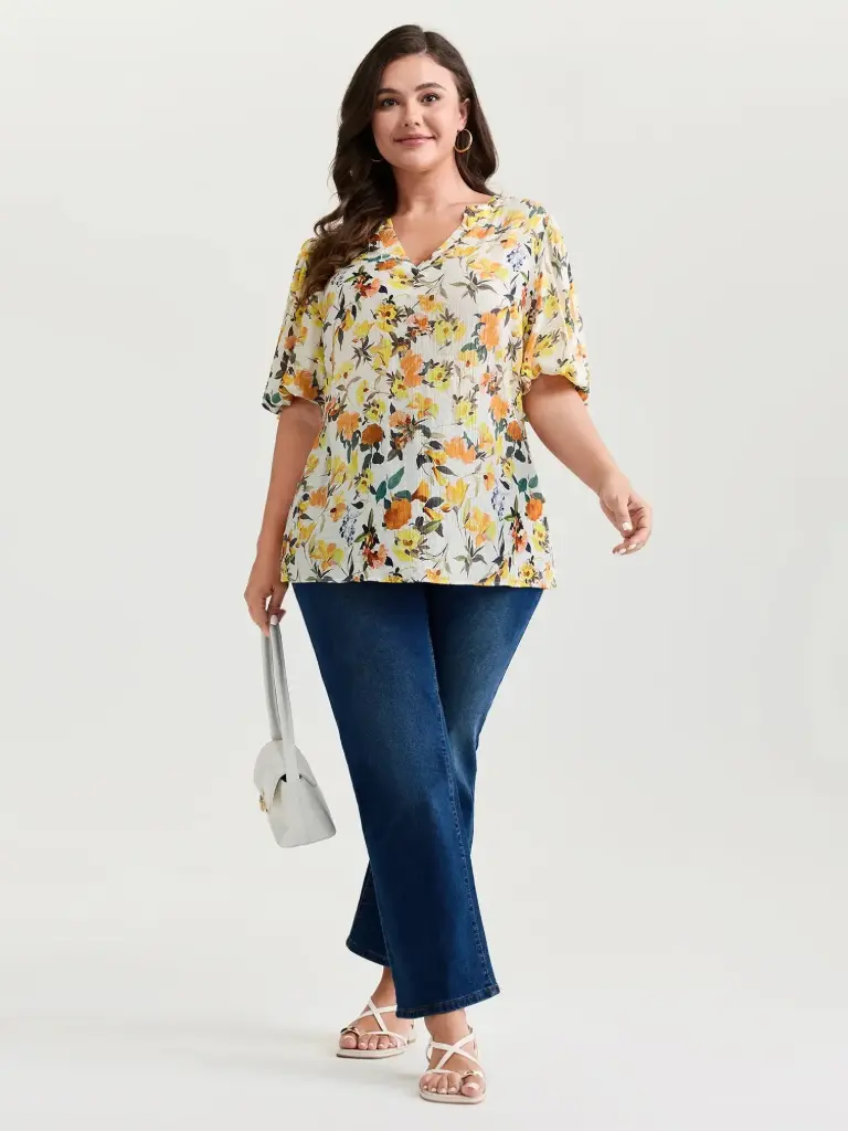 Blusa con mangas abulladas