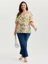 Blusa floral con mangas abulladas 