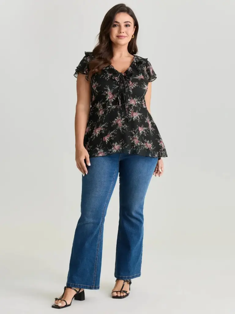 Blusa de gasa con estampado floral 
