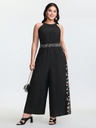 Overall de cuello halter con ribete floral 