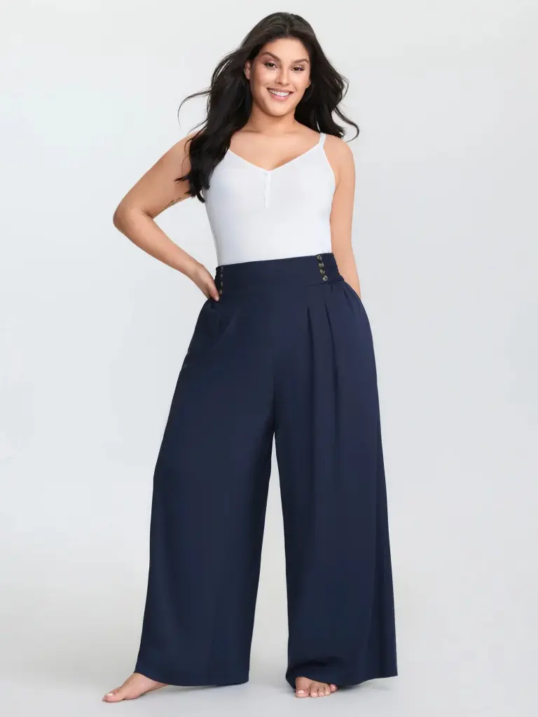 Pantalones anchos fruncidos