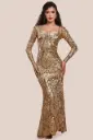 Vestido de lentejuelas y escote cuadrado 