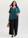 Blusa sólida de hombros fruncidos