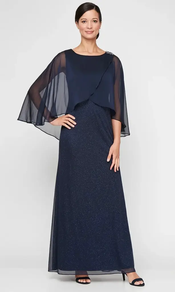 Vestido de malla brillante con escote barco