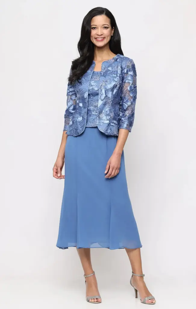 Vestido con chaqueta de cuello redondo 