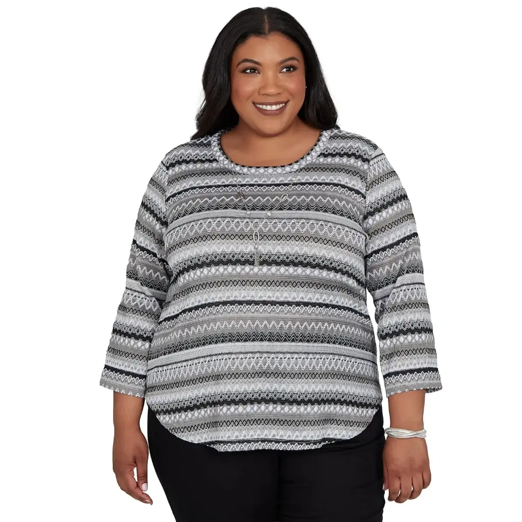 Blusa tejida texturizado a rayas  
