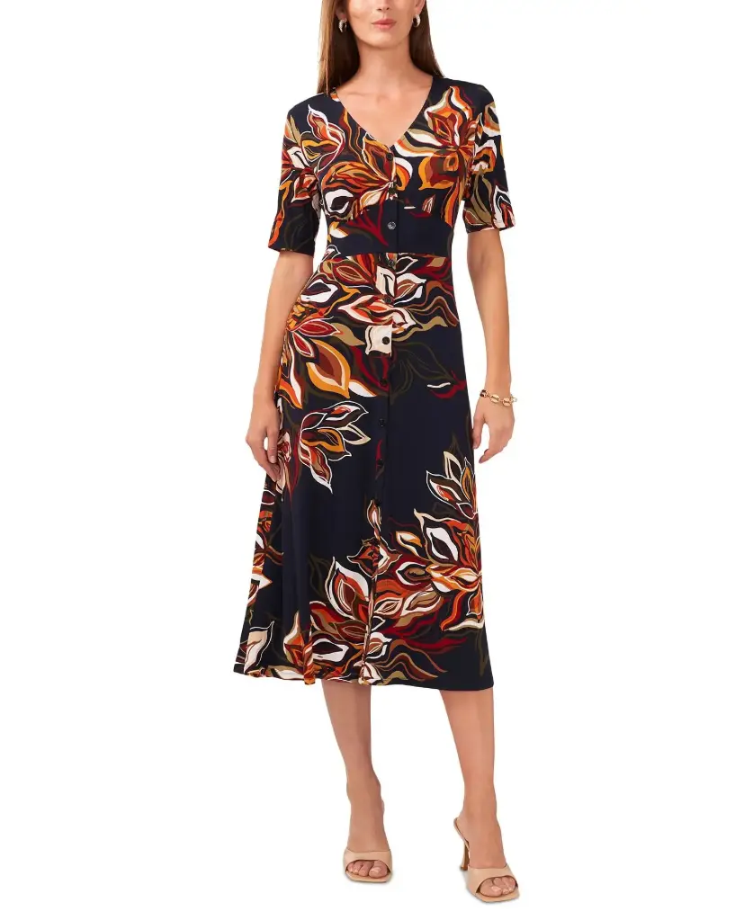 Vestido midi de estampado floral