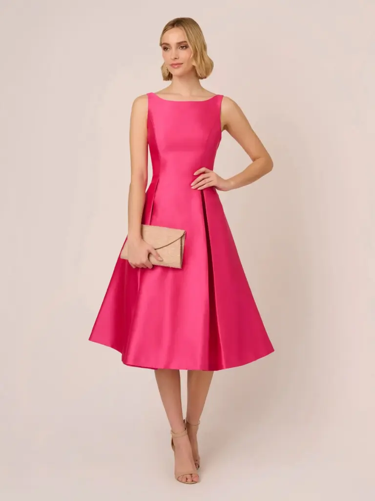 Vestido midi de escote barco