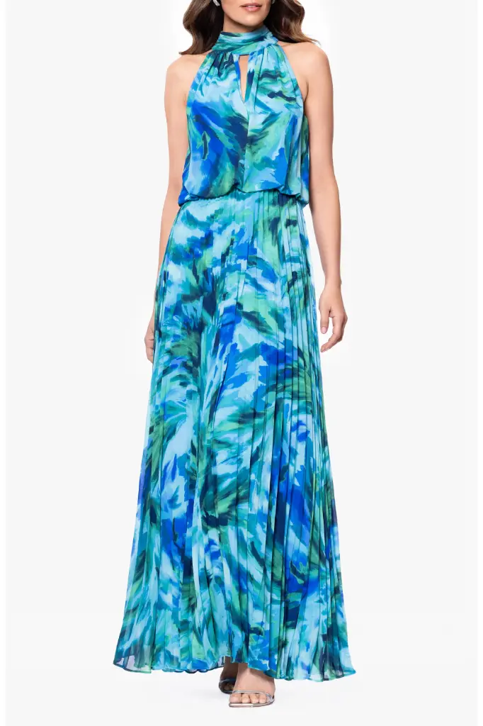 Vestido halter con estampado acuarela 