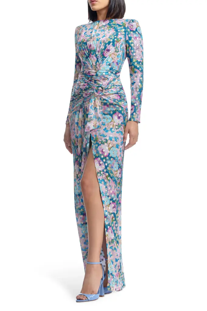 Vestido con estampado de lunares metalizados 