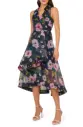 Vestido de organza floral asimétrico 