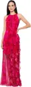 Vestido estampado con volantes y escote halter