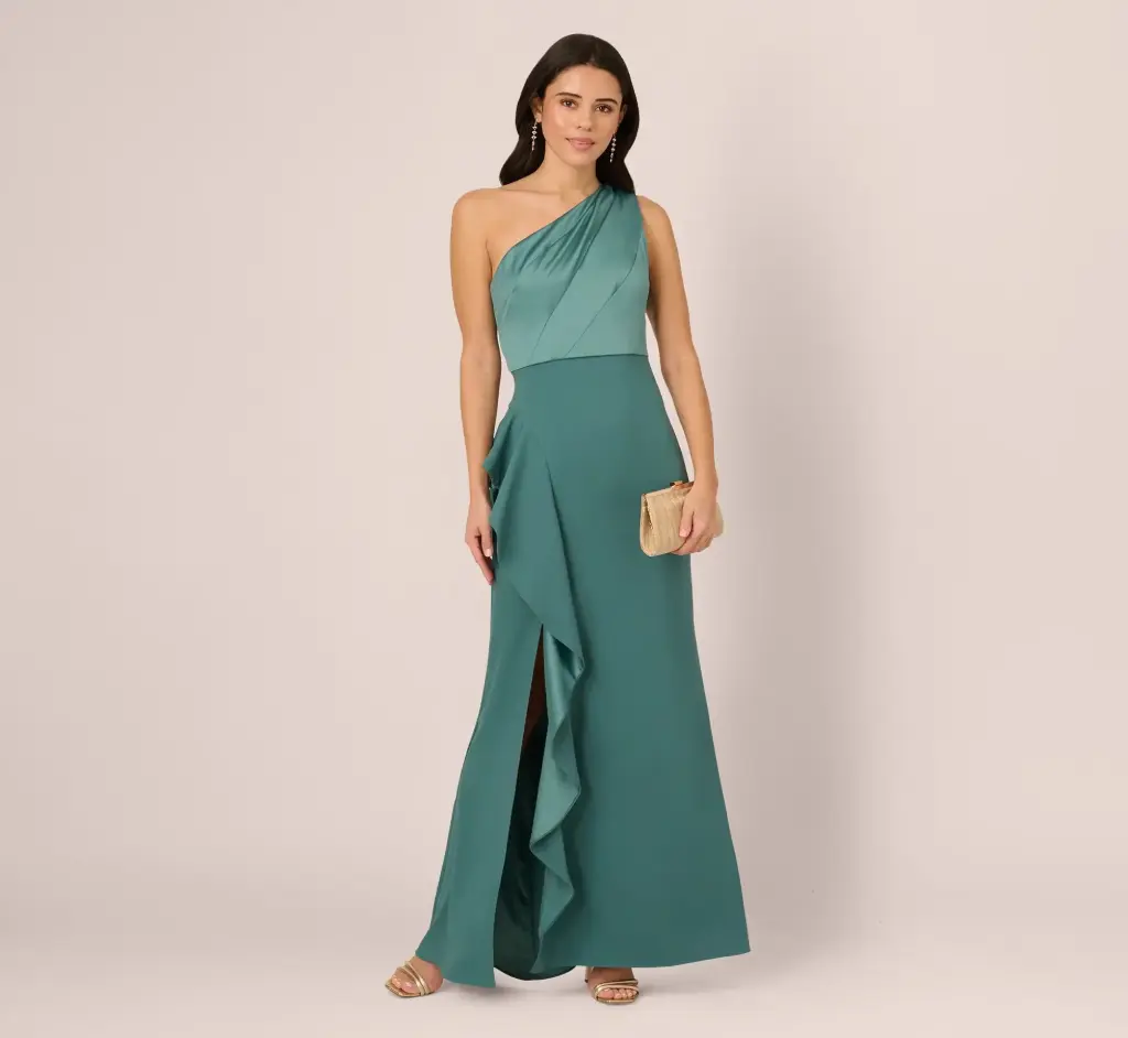 Vestido traslapado de un solo hombro 
