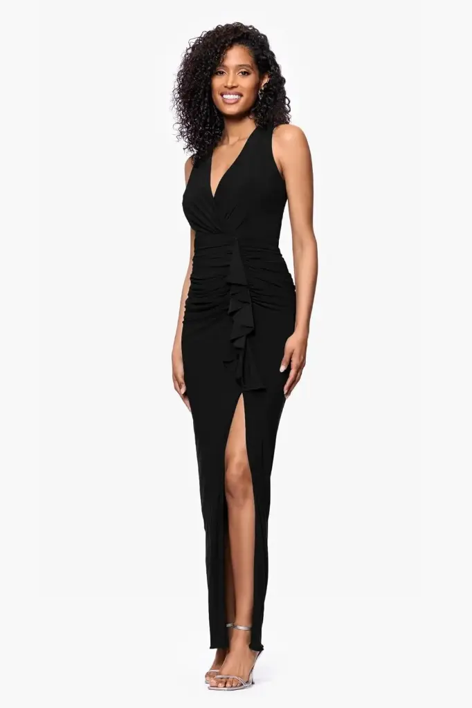 Vestido fruncido con volantes 