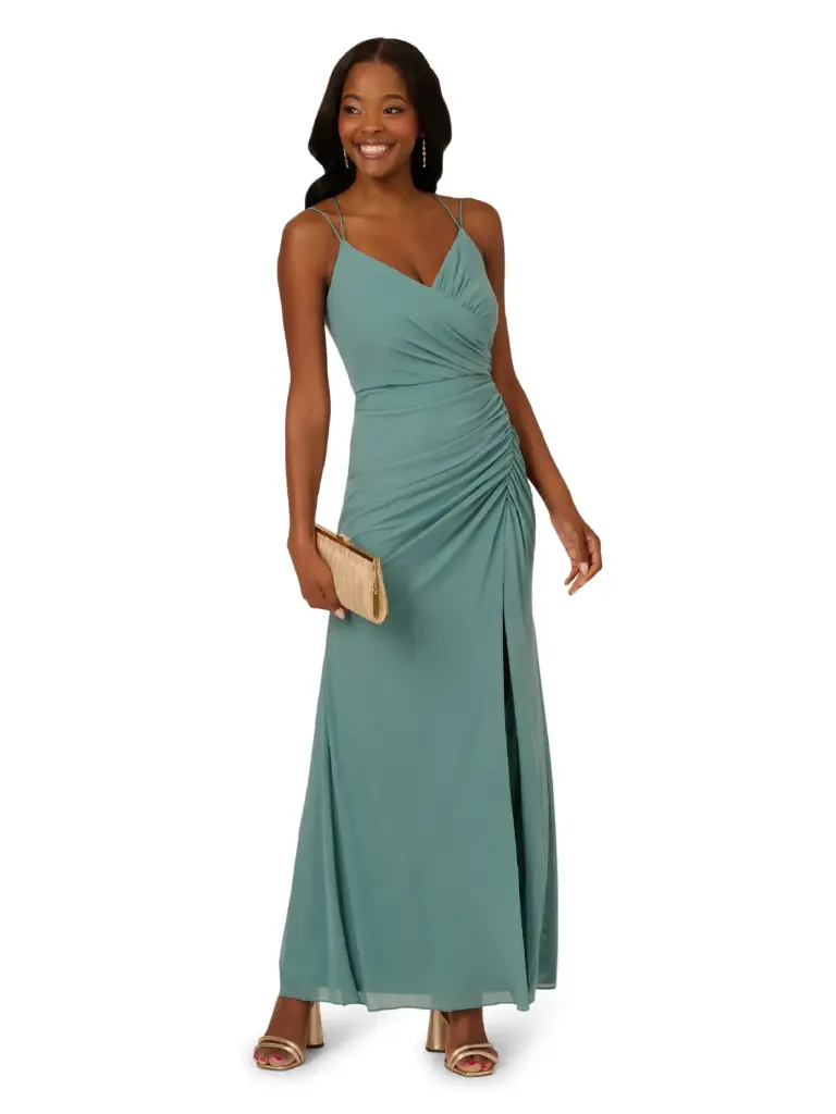 Vestido drapeado de malla elástica