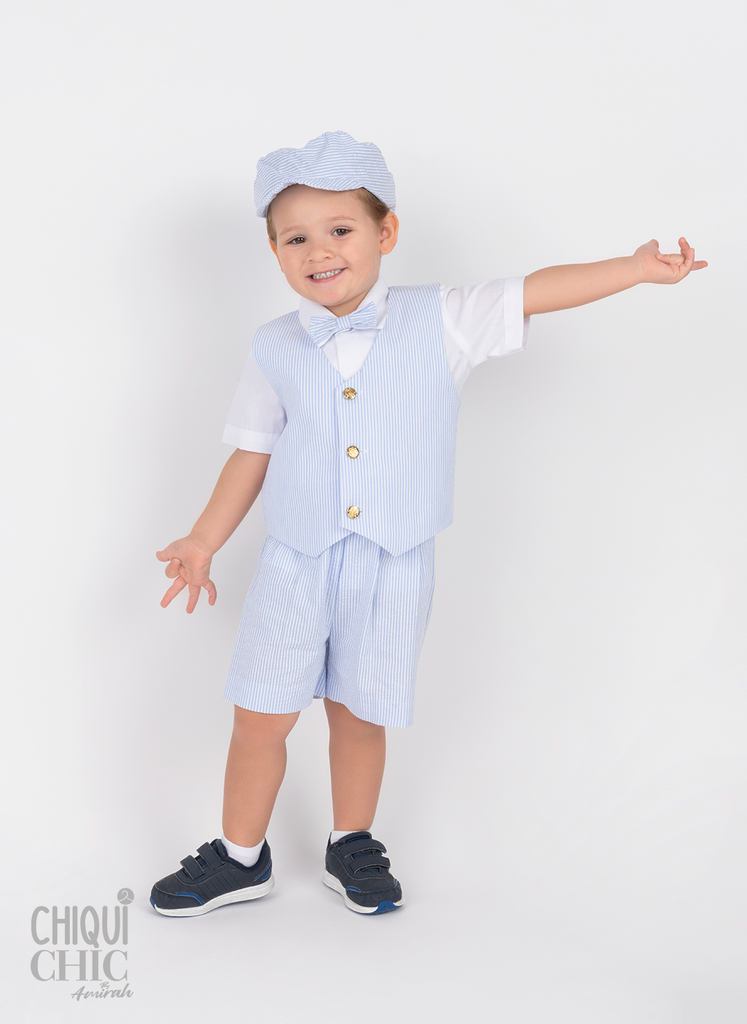 Conjunto de chaleco y short seersucker