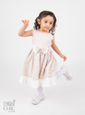Vestido con estampado de puntos y moño al frente
