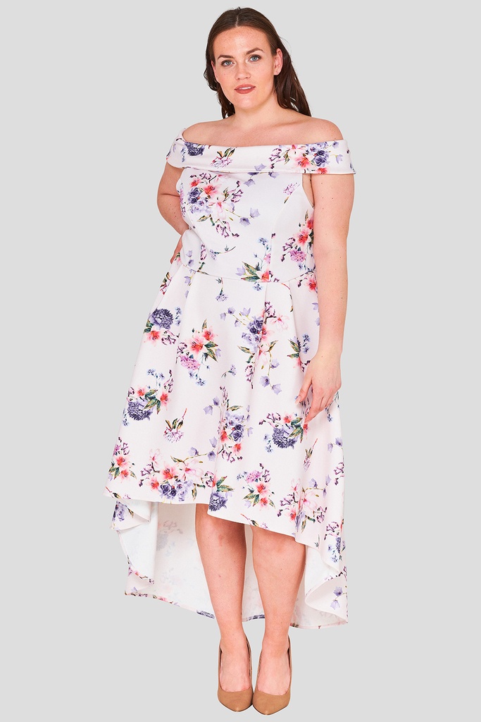Vestido de coctel floral alto-bajo