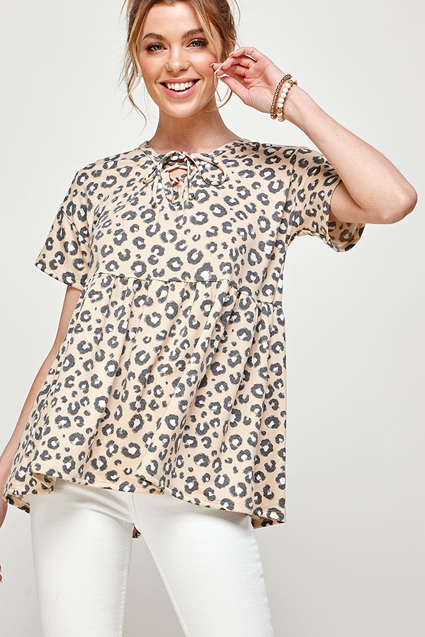 Blusa de manga corta print Leopard