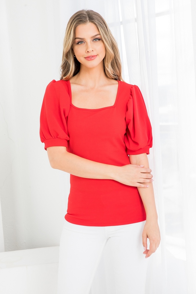 Blusa con escote cuadrado Coral