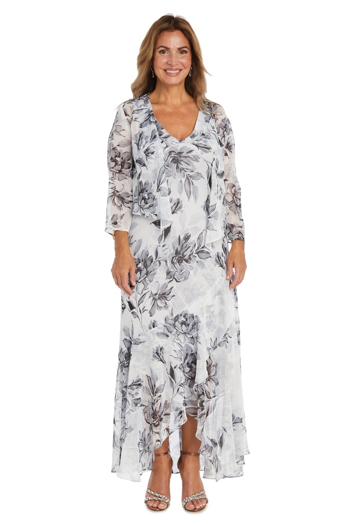 Vestido largo floral con chaqueta