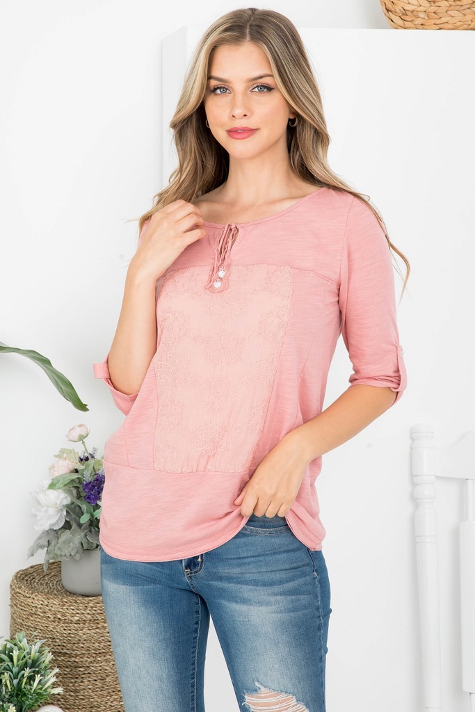 Blusa de punto con bordado de algodón