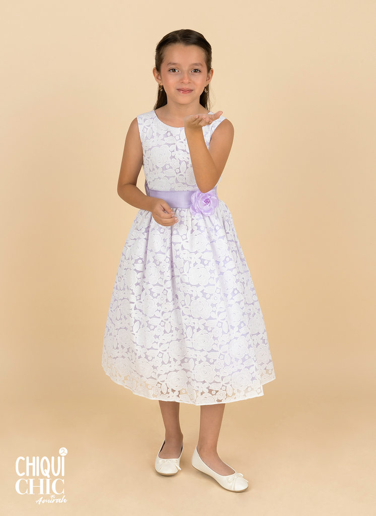 Vestido de tul con diseño floral