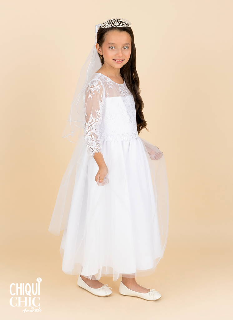 Vestido con top de encaje ilusión