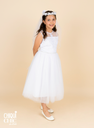 Vestido de tul  con cinturón de pedrería