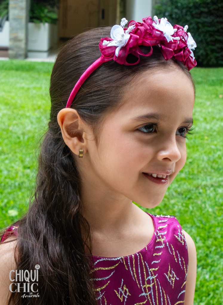 Diadema con flores de organza