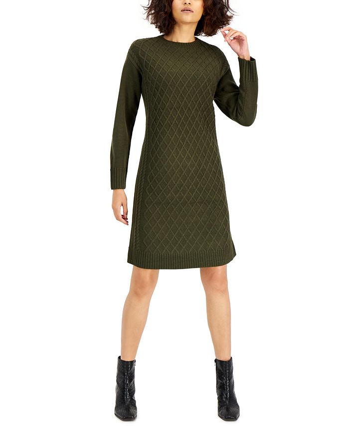 Vestido suéter de punto trenzado