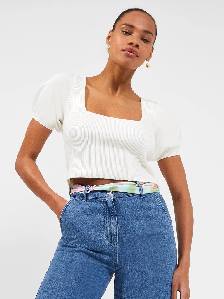 Blusa acanalada con cuello cuadrado