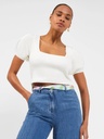 Blusa acanalada con cuello cuadrado