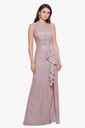 Vestido brillante con ribete de volantes