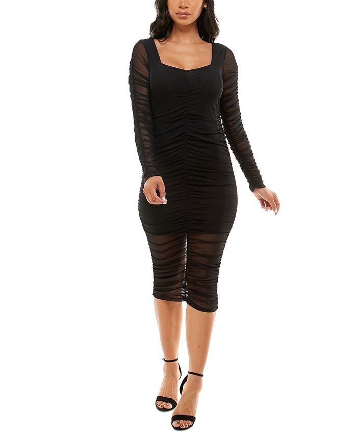 Vestido midi fruncido de gasa