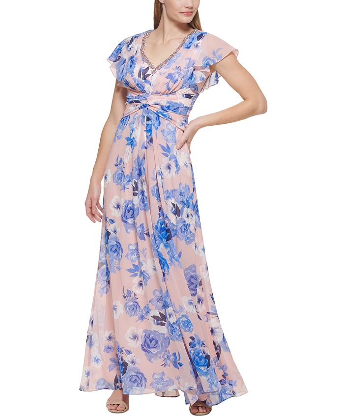 Vestido maxi con mangas onduladas