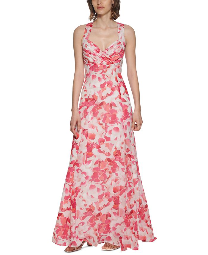 Vestido maxi floral con tiras en la espalda
