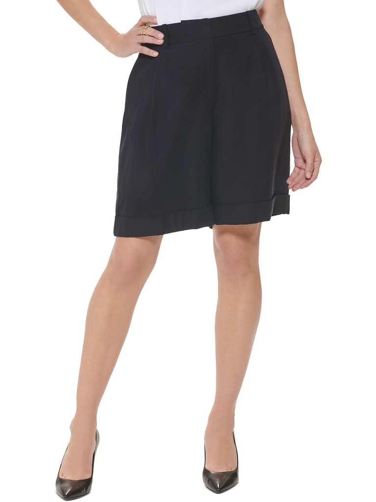 Shorts de sarga plisados